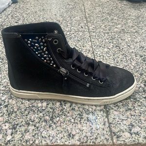 black ugg jeweled lace up sneakers